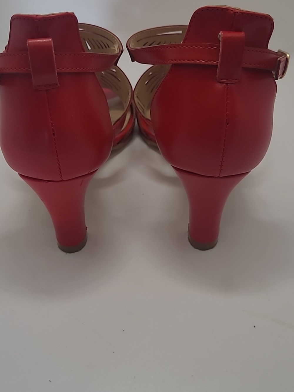 Andrea Rojo Red Heeled Sandals Women's Size 5 - Picture 6 of 8